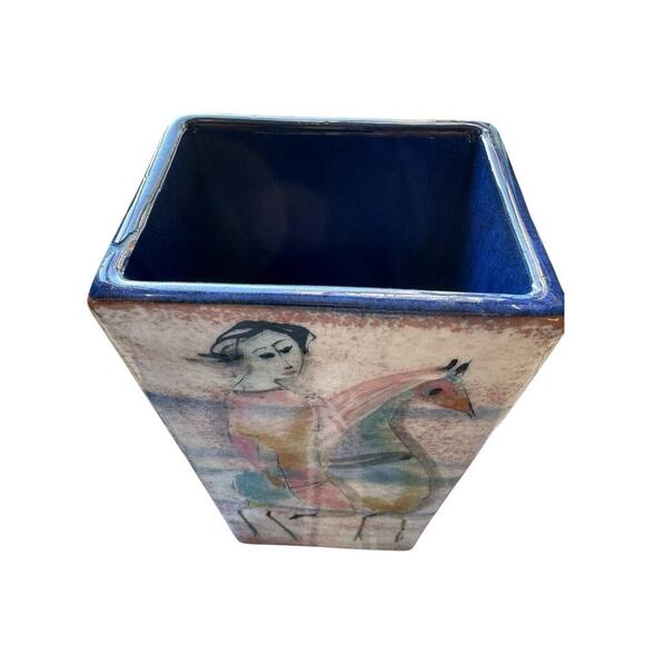 Mid-Century Rare Rectangular Vase‎ Women & Their Horses Polia Pillin c.1950-60s - Picture 7 of 12